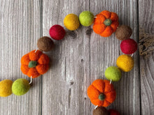 Load image into Gallery viewer, FALL Decor. Pom Poms Garland. Pumpkin Decor. Pumpkin Garland. Felt Pompom Garland