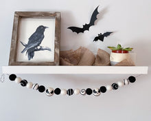 Load image into Gallery viewer, HALLOWEEN DECOR. Jack Skeleton. Nightmare before Christmas. Halloween Garland. Jack o Lantern Garland. Pom Poms Garland. Halloween Jack