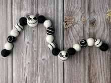 Load image into Gallery viewer, HALLOWEEN DECOR. Jack Skeleton. Nightmare before Christmas. Halloween Garland. Jack o Lantern Garland. Pom Poms Garland. Halloween Jack