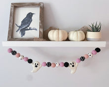 Load image into Gallery viewer, HALLOWEEN DECOR. Halloween Garland. Pom Poms Garland. Ghost Garland. Fall Decor. Autumn Decor