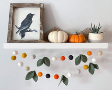 Load image into Gallery viewer, Pom Pom Garland - Fall Garland. Greenery Garland. Leaf Garland. Pompom Garland. Felt Ball Garland