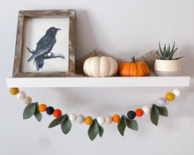 Load image into Gallery viewer, Pom Pom Garland - Fall Garland. Greenery Garland. Leaf Garland. Pompom Garland. Felt Ball Garland
