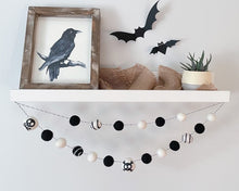 Load image into Gallery viewer, HALLOWEEN DECOR. Halloween Garland. Skeleton Garland. Pom Poms Garland. Halloween Skeleton decor. Fall Decor. Autumn Decor