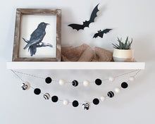 Load image into Gallery viewer, HALLOWEEN DECOR. Halloween Garland. Grim Reaper Garland. Pom Poms Garland. Halloween Grim Reaper decor. Fall Decor. Autumn Decor