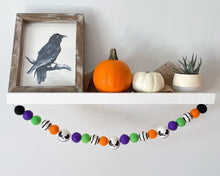 Load image into Gallery viewer, HALLOWEEN DECOR. Jack Skeleton. Nightmare before Christmas. Halloween Garland. Jack o Lantern Garland. Pom Poms Garland. Halloween Jack