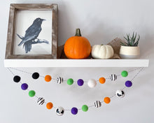 Load image into Gallery viewer, HALLOWEEN DECOR. Jack Skeleton. Nightmare before Christmas. Halloween Garland. Jack o Lantern Garland. Pom Poms Garland. Halloween Jack