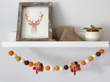 Load image into Gallery viewer, Thanksgiving Decor. Pom Poms Garland. Turkey Decor. Thanksgiving Garland. Felt Pompom Garland