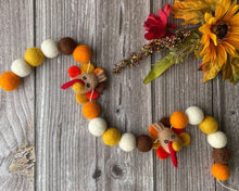 Load image into Gallery viewer, Thanksgiving Decor. Pom Poms Garland. Turkey Decor. Thanksgiving Garland. Felt Pompom Garland