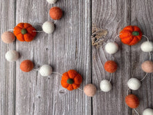 Load image into Gallery viewer, FALL Decor. Pom Poms Garland. Pumpkin Decor. Pumpkin Garland. Felt Pompom Garland