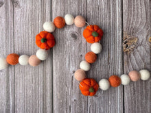 Load image into Gallery viewer, FALL Decor. Pom Poms Garland. Pumpkin Decor. Pumpkin Garland. Felt Pompom Garland