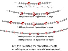 Load image into Gallery viewer, Christmas Felt Garland. Peppermints Garland. Felt Pom Poms Garland.Felt Balls Garland. Felt Pompom Garland