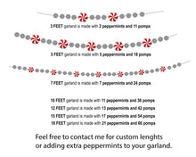 Load image into Gallery viewer, Christmas Felt Garland. Peppermints Garland. Felt Pom Poms Garland.Felt Balls Garland. Felt Pompom Garland