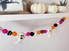 Load image into Gallery viewer, HALLOWEEN DECOR. Halloween Garland. Pom Poms Garland. Ghost Garland. Fall Decor. Autumn Decor