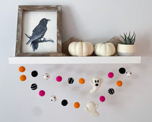 Load image into Gallery viewer, HALLOWEEN DECOR. Halloween Garland. Pom Poms Garland. Ghost Garland. Fall Decor. Autumn Decor