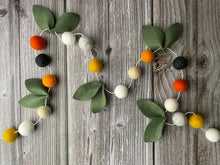 Load image into Gallery viewer, Pom Pom Garland - Fall Garland. Greenery Garland. Leaf Garland. Pompom Garland. Felt Ball Garland