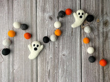Load image into Gallery viewer, HALLOWEEN DECOR. Halloween Garland. Pom Poms Garland. Ghost Garland. Fall Decor. Autumn Decor