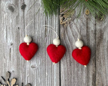 Load image into Gallery viewer, CHRISTMAS ORNAMENTS. Felt Ornaments - Felt Hearts. Holiday Ornaments. Ornaments Christmas.

