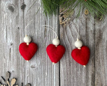Load image into Gallery viewer, CHRISTMAS ORNAMENTS. Felt Ornaments - Felt Hearts. Holiday Ornaments. Ornaments Christmas.