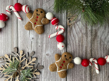 Load image into Gallery viewer, Christmas Felt Garland. Gingerbread Candy Cane Garland. Felt Gingerbread. Felt Pom Poms Garland.Felt Balls Garland. Felt Pompom Garland