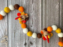 Load image into Gallery viewer, Thanksgiving Decor. Pom Poms Garland. Turkey Decor. Thanksgiving Garland. Felt Pompom Garland