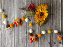 Load image into Gallery viewer, Thanksgiving Decor. Pom Poms Garland. Turkey Decor. Thanksgiving Garland. Felt Pompom Garland
