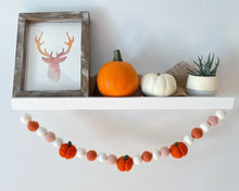 Load image into Gallery viewer, FALL Decor. Pom Poms Garland. Pumpkin Decor. Pumpkin Garland. Felt Pompom Garland