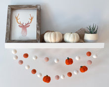 Load image into Gallery viewer, FALL Decor. Pom Poms Garland. Pumpkin Decor. Pumpkin Garland. Felt Pompom Garland