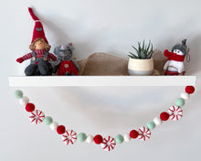 Load image into Gallery viewer, Christmas Felt Garland. Peppermints Garland. Felt Pom Poms Garland.Felt Balls Garland. Felt Pompom Garland