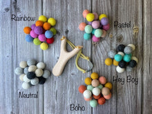 Load image into Gallery viewer, Wooden Slingshot with Felt balls Ammo. Wooden Sling Shot. Felt Pomps Ammo.