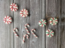 Load image into Gallery viewer, CHRISTMAS Felt Shapes - Felt Peppermints. Felt Candy Cane. Holiday Decor. Christmas Decor.