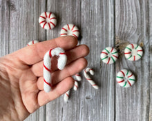 Load image into Gallery viewer, CHRISTMAS Felt Shapes - Felt Peppermints. Felt Candy Cane. Holiday Decor. Christmas Decor.