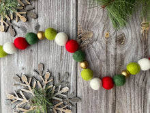 Load image into Gallery viewer, Christmas Felt Garland. Peppermints Garland. Felt Pom Poms Garland.Felt Balls Garland. Felt Pompom Garland