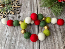 Load image into Gallery viewer, Christmas Felt Garland. Peppermints Garland. Felt Pom Poms Garland.Felt Balls Garland. Felt Pompom Garland