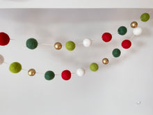 Load image into Gallery viewer, Christmas Felt Garland. Peppermints Garland. Felt Pom Poms Garland.Felt Balls Garland. Felt Pompom Garland
