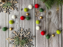 Load image into Gallery viewer, Christmas Felt Garland. Peppermints Garland. Felt Pom Poms Garland.Felt Balls Garland. Felt Pompom Garland