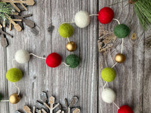 Load image into Gallery viewer, Christmas Felt Garland. Peppermints Garland. Felt Pom Poms Garland.Felt Balls Garland. Felt Pompom Garland