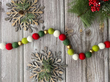 Load image into Gallery viewer, Christmas Felt Garland. Peppermints Garland. Felt Pom Poms Garland.Felt Balls Garland. Felt Pompom Garland