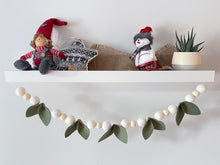 Load image into Gallery viewer, Christmas Felt Garland. Felt Pom Poms Garland.Wood Beads Garland. Felt Balls Garland. Felt Pompom Garland