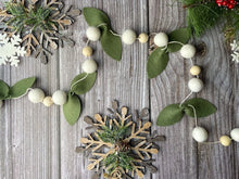 Load image into Gallery viewer, Christmas Felt Garland. Felt Pom Poms Garland.Wood Beads Garland. Felt Balls Garland. Felt Pompom Garland
