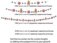 Load image into Gallery viewer, Christmas Garland. Gingerbread Peppermints Garland. Felt Gingerbread Man. Felt Pom Poms Garland.Felt Balls Garland. Felt Pompom Garland