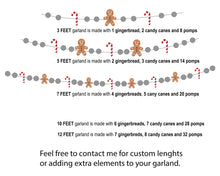 Load image into Gallery viewer, Christmas Felt Garland. Gingerbread Candy Cane Garland. Felt Gingerbread. Felt Pom Poms Garland.Felt Balls Garland. Felt Pompom Garland