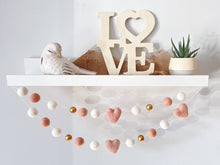 Load image into Gallery viewer, Heart Garland. Valentines Day Decor. Pom Pom Garland. Valentine Garland. Felt Garland. Valentine Banner.
