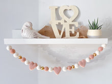 Load image into Gallery viewer, Heart Garland. Valentines Day Decor. Pom Pom Garland. Valentine Garland. Felt Garland. Valentine Banner.