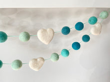 Load image into Gallery viewer, Heart Garland. Valentines Day Decor. Pom Pom Garland. Valentine Garland. Felt Garland. Valentine Banner.