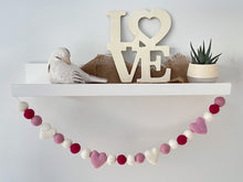 Load image into Gallery viewer, Heart Garland. Valentines Day Decor. Pom Pom Garland. Valentine Garland. Felt Garland. Valentine Banner.
