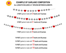 Load image into Gallery viewer, Heart Garland. Valentines Day Decor. Pom Pom Garland. Valentine Garland. Felt Garland. Valentine Banner.