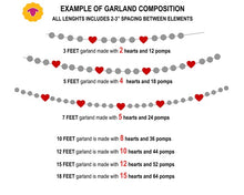 Load image into Gallery viewer, Heart Garland. Valentines Day Decor. Pom Pom Garland. Valentine Garland. Felt Garland. Valentine Banner.
