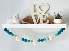 Load image into Gallery viewer, Heart Garland. Valentines Day Decor. Pom Pom Garland. Valentine Garland. Felt Garland. Valentine Banner.