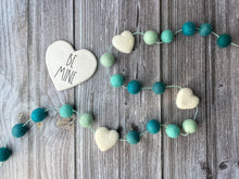 Load image into Gallery viewer, Heart Garland. Valentines Day Decor. Pom Pom Garland. Valentine Garland. Felt Garland. Valentine Banner.