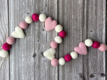Load image into Gallery viewer, Heart Garland. Valentines Day Decor. Pom Pom Garland. Valentine Garland. Felt Garland. Valentine Banner.